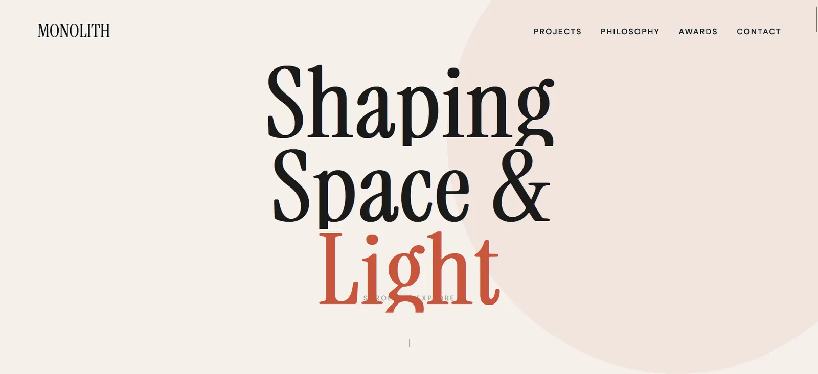 Monolith, a architecture website design