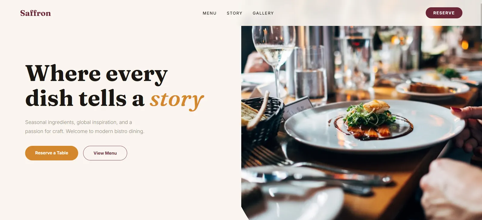 Saffron, a restaurant website design
