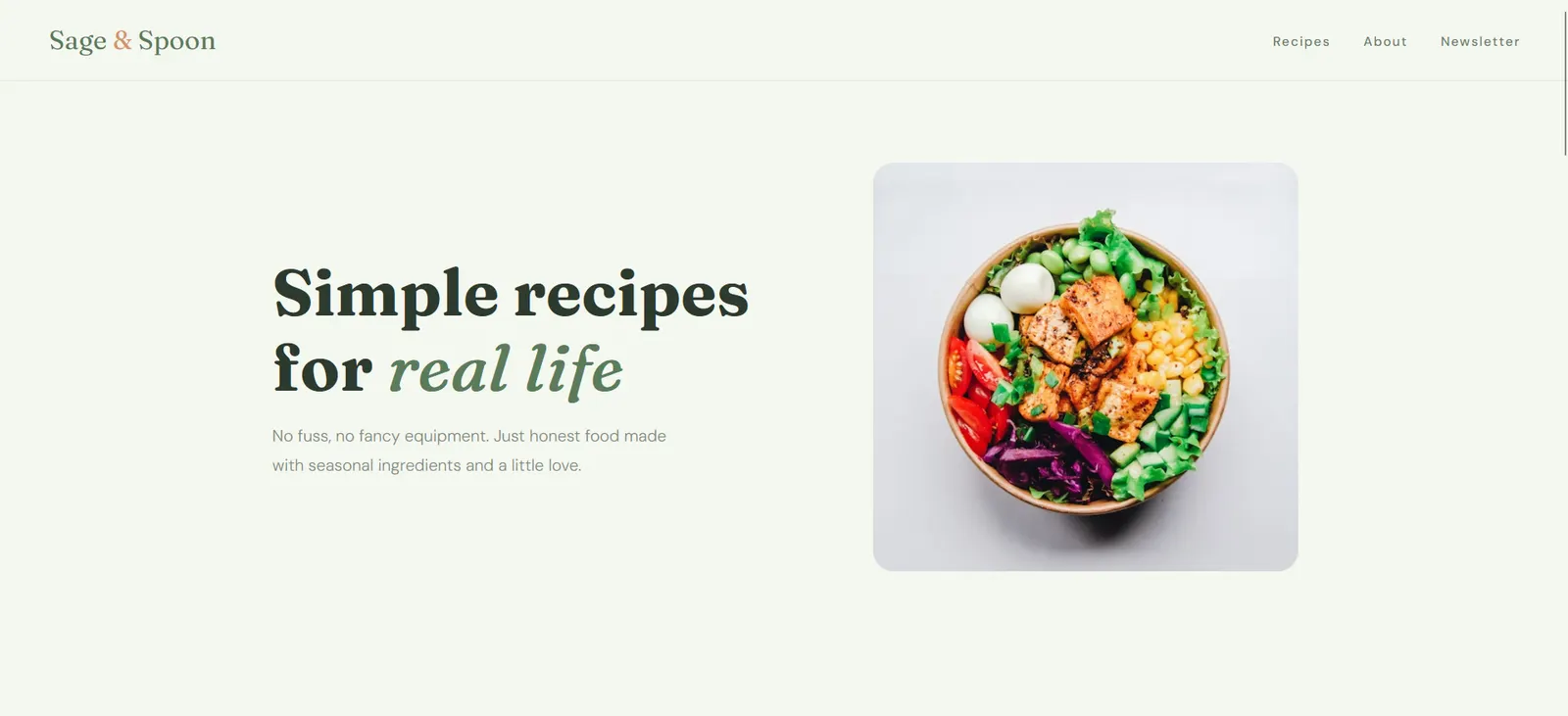 Sage, a food blog website design